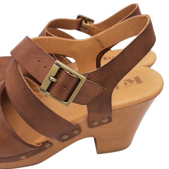 Korks Abloom Heeled Clog Stud Detail Faux Leather Sandals SZ 9 - Picture 7 of 16